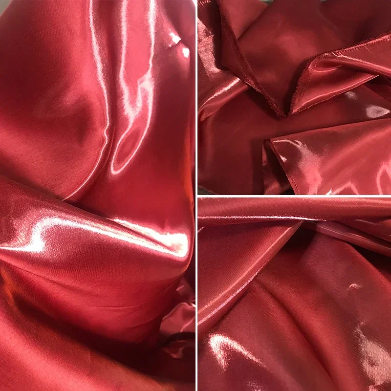 Reflective Ultra Bright Crystal Bright Red High Gloss Silk Fabric Suit Dress Windbreaker Designer Fabric
