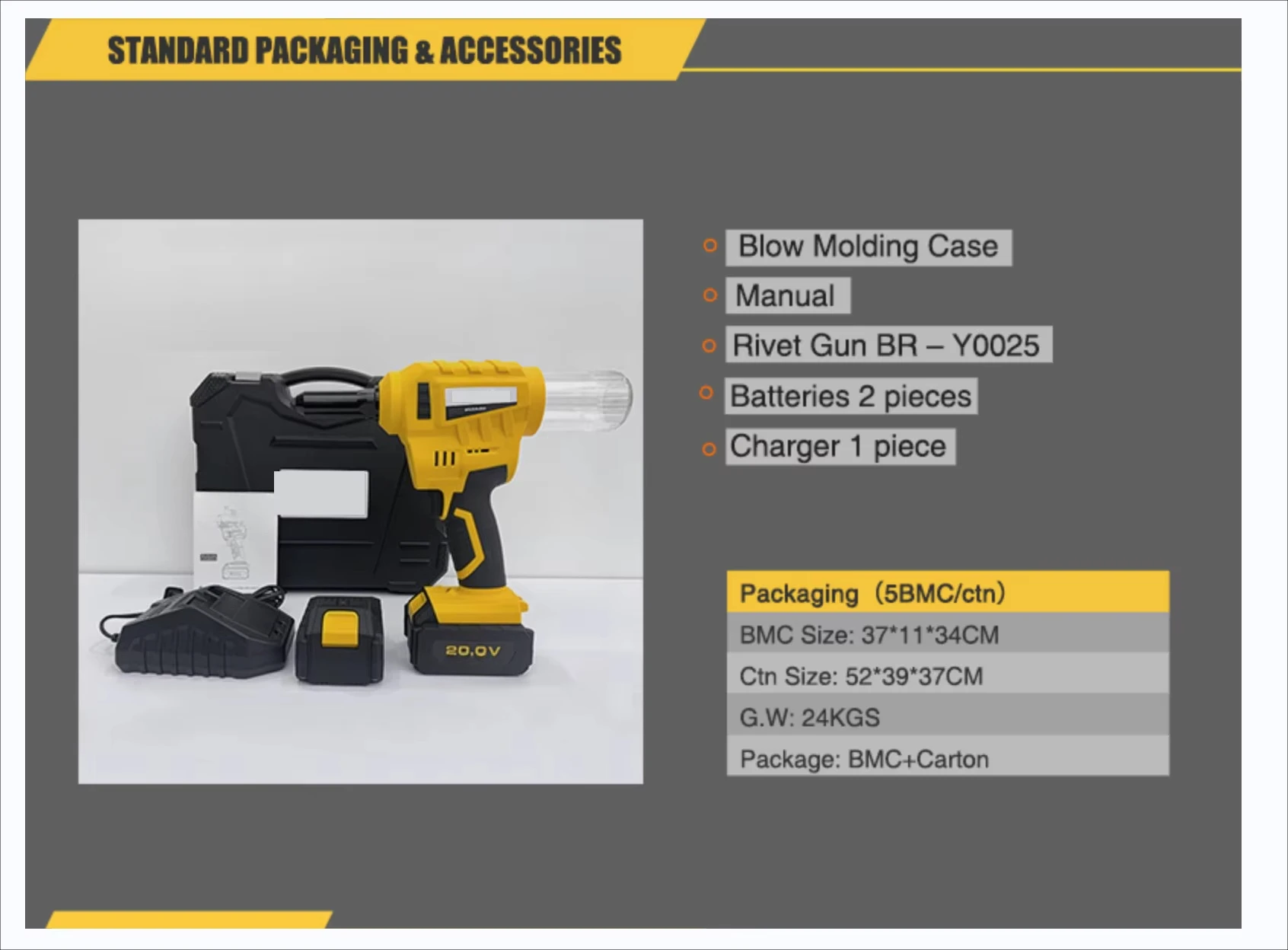 Pistola per rivetti automatica con batteria a percussione a batteria resistente e durevole. Pistola per rivetti per utensili elettrici efficienti