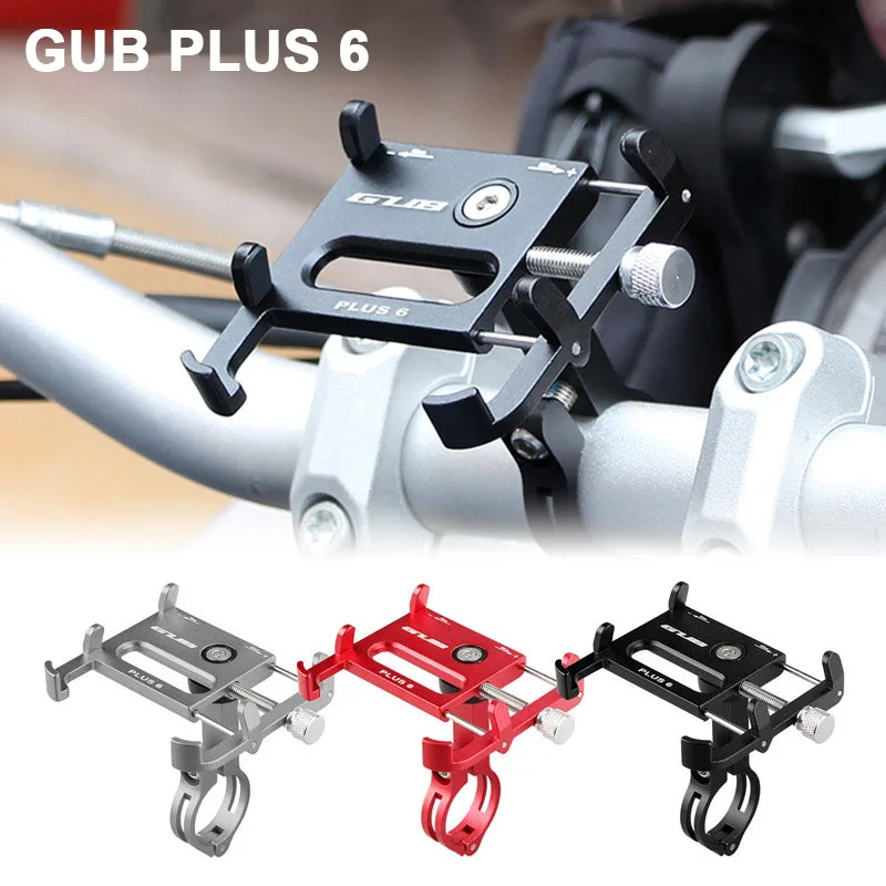 GUB Plus 6 Aluminum 360 Mtb Bicycle Phone Holder Motorcycle Support Motobike GPS Holder For Handlebar mount Bike Accessories