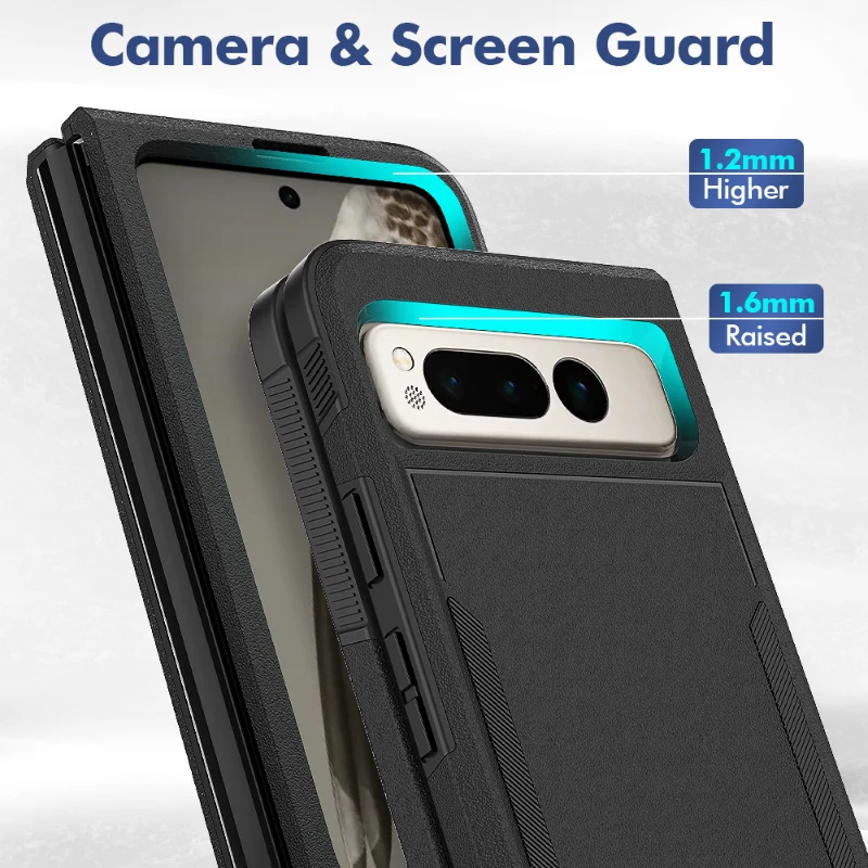 Dual-Layers Heavy Duty Phone Case For Google Pixel Fold Anti-Slip Hard PC Shockproof Full Body Cover Mobile Phone Case Shell