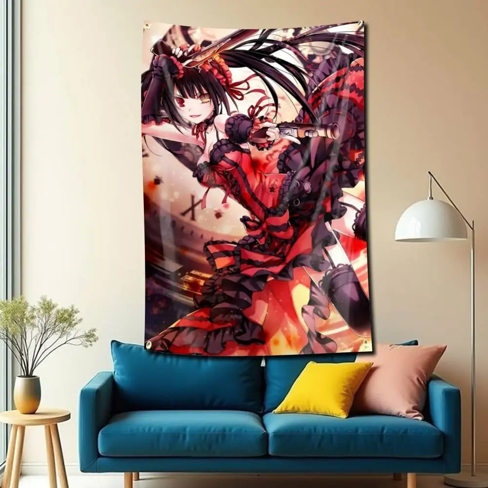 Nightmare K-Kurumi Tokisaki Flag Tapestry Banner for Bedroom Living Room Outdoor Camping Custom Supported