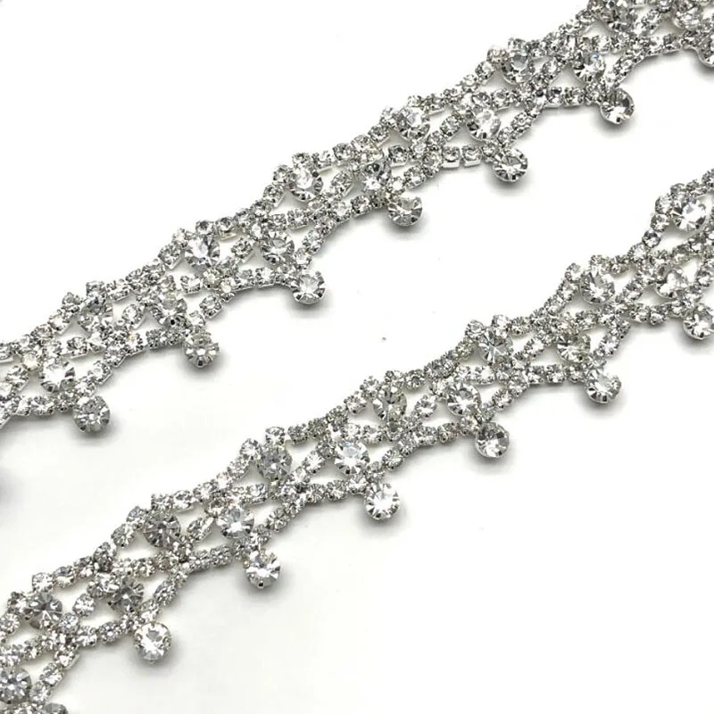 

10Yards Stunning Crystal Rhinestone Diamante Trim Clear Rhinestones Ribbon Bridal Wedding Chain