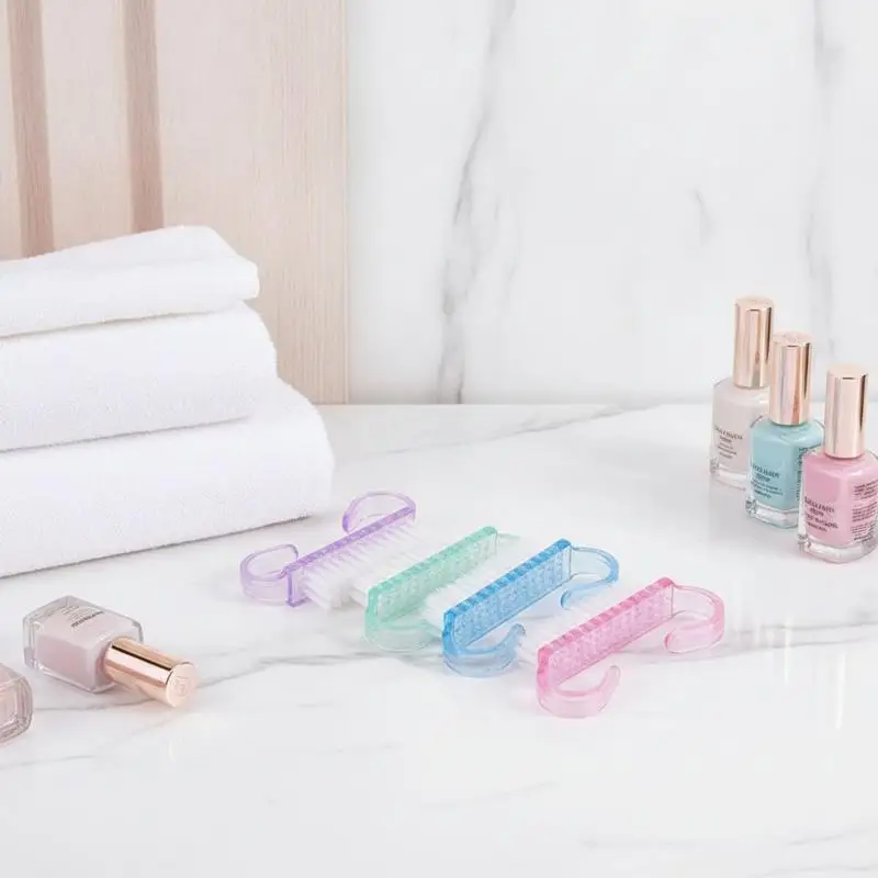 Colorful Nail Cleaning Brushes Soft Dense Bristles Ergonomic Handle for Home Salon Manicure Pedicure Use