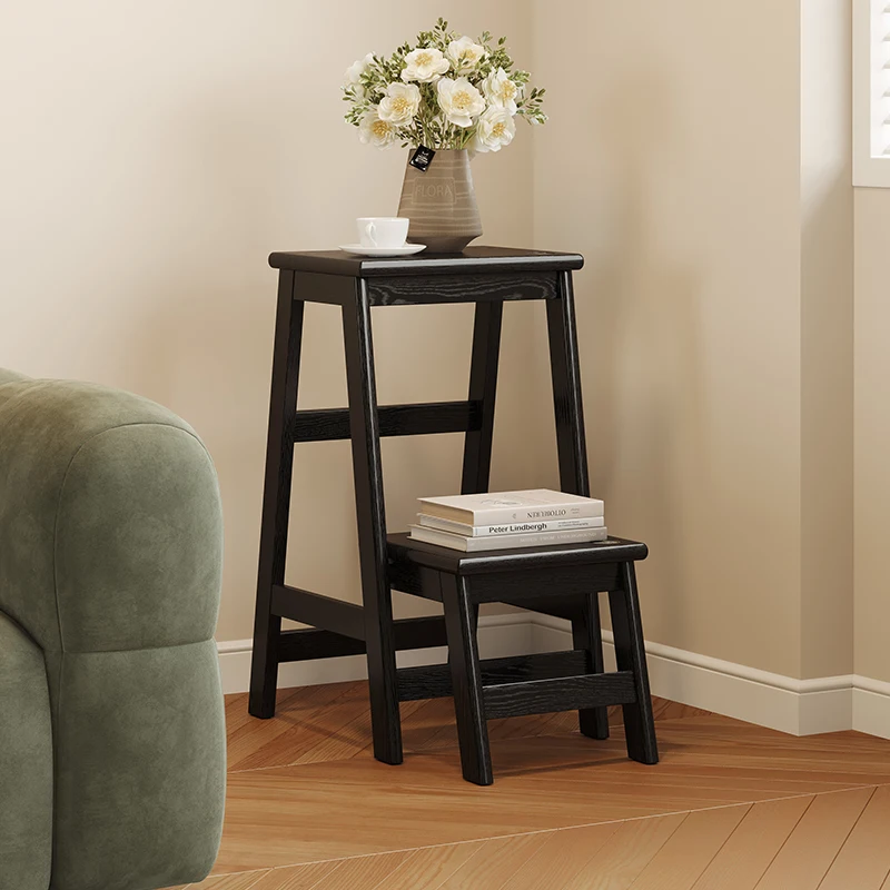 

Solid wood ladder stool Household small ladder Multifunctional creative shoe stool Kitchen living room Dual-purpose climbing