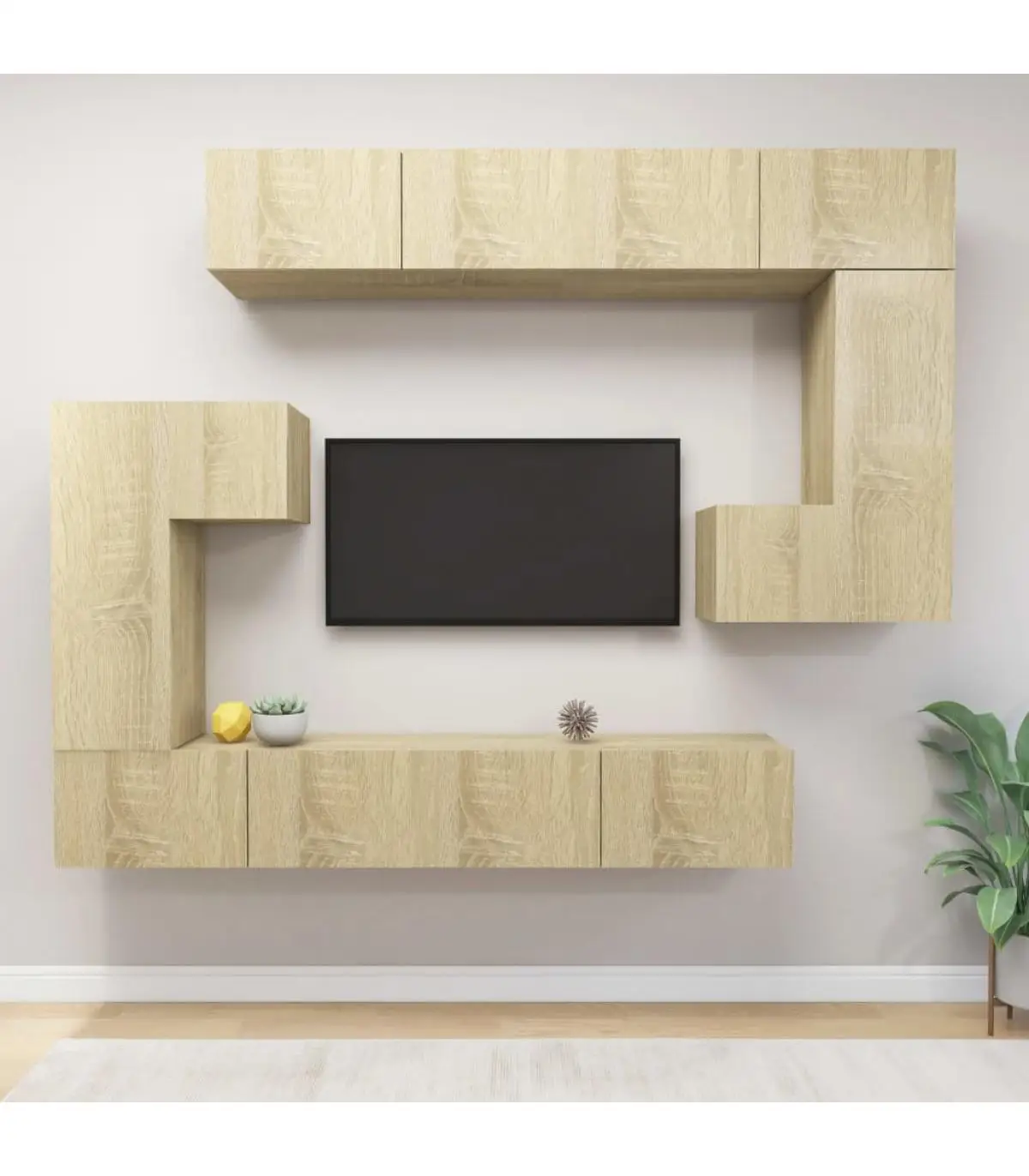 Furniture TV Set furniture for TV 8 PCs plywood Oak Sonoma