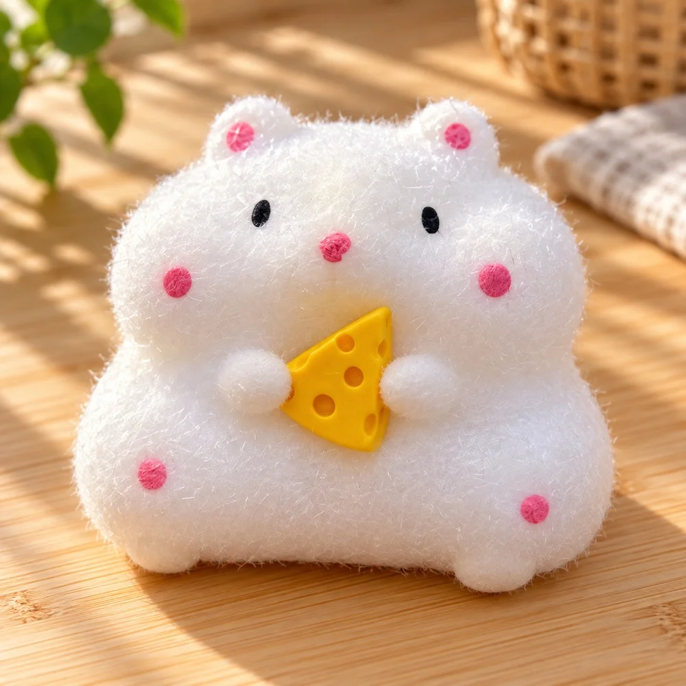 White Hamster Squishy Squeeze Toy TPR Soft Fidget with Playful Cute Shape for Adults Teens Desk Companion Gift Single Piece