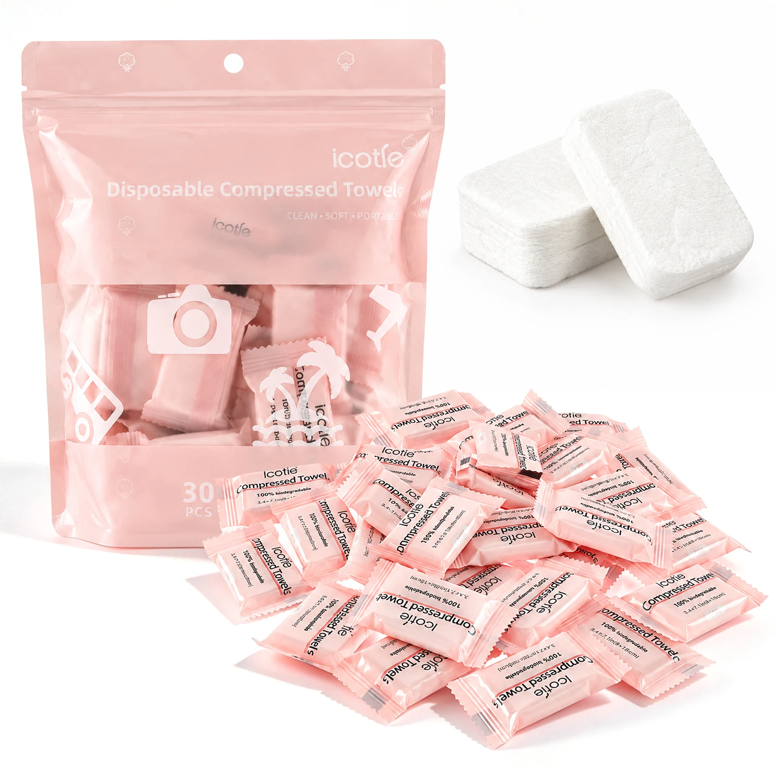 30Pcs Disposable Compressed Towels With Independent Packaging Camping and Hiking Compressed Towels Convenient To Carry