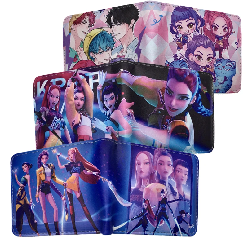 

KPop Demon Hunters кошельки для монет с героями мультфильмов аниме короткие кошельки из искусственной кожи складной зажим для денег сумки-кошельки для мальчиков и девочек подарок на день рождения