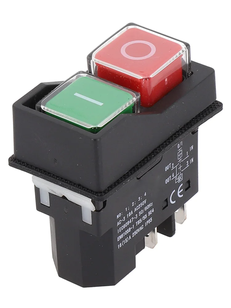 Compact Design Waterproof Push Button Electromagnetic Switch Rated at IP55 Works at AC250V with a Max of 16A Current