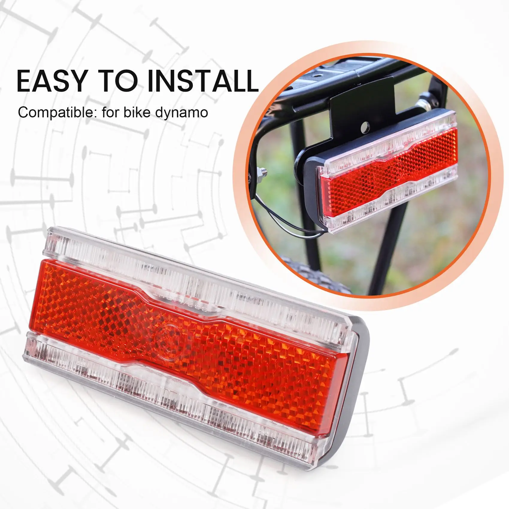 

GZMO Bike Dynamo Rear Light with Parking Light AC 6V 0.5W LED Bicycle Taillight Fit 50mm Mount Hole Bicycle Rack Carrier Lamp