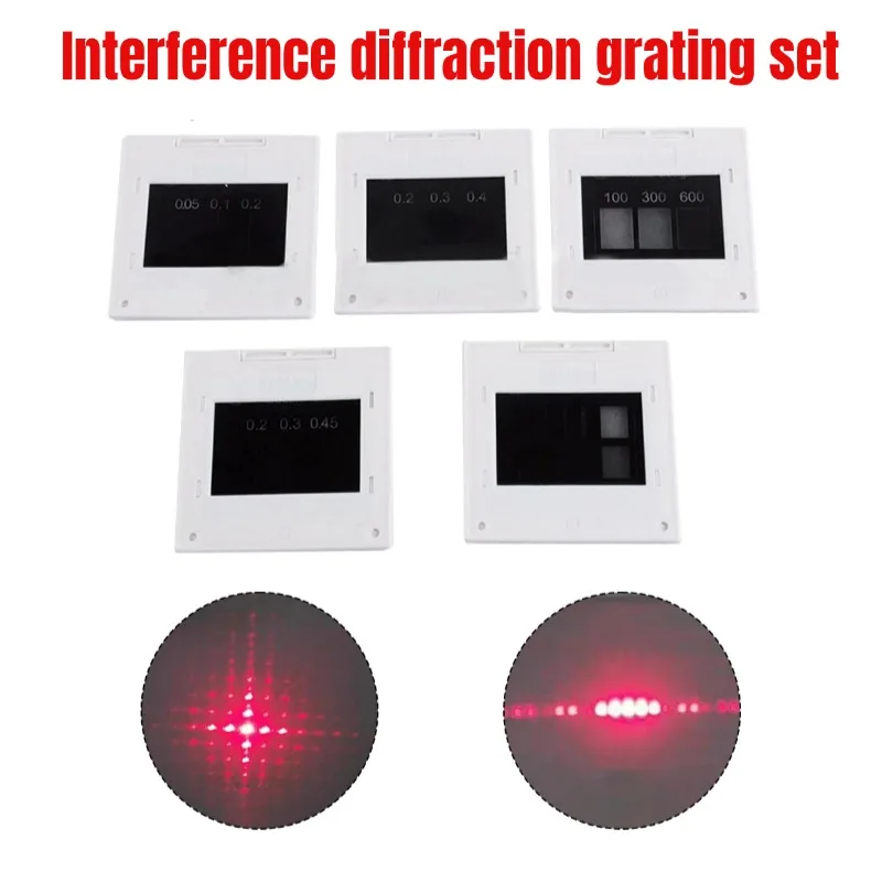 5Pcs 50x50mm Double Triple Slit Circular Aperture Interference Diffraction Grating Group Grating Optics Laboratory Tool In Stock