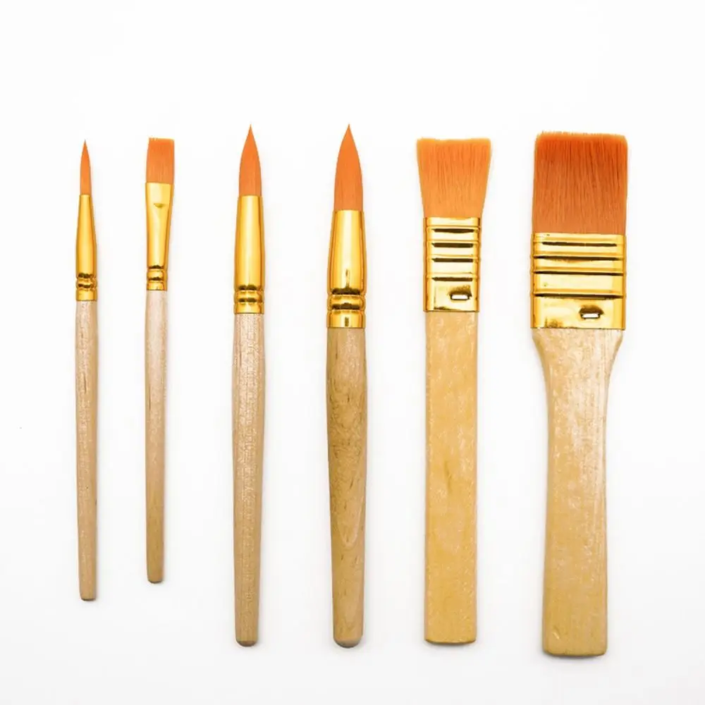 

6pcs/pack Good Pigment Adsorption Oil Painting Pen Set Flexible Brushstrokes Metal pen tube Paint Brush Smooth stroke