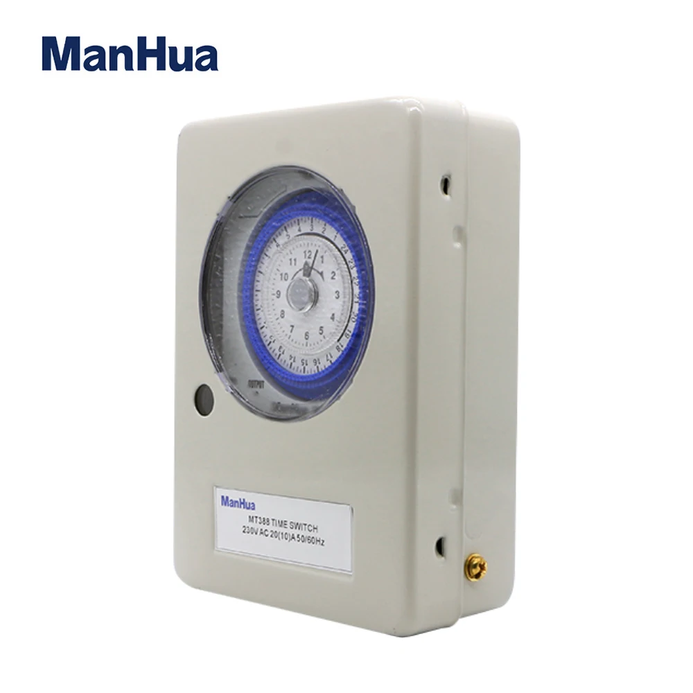 ManHua  MT388 100-240VAC 20A Work Outdoor Waterproof And Collision Proof Din Rail Mechanical Mounting Timer Switch