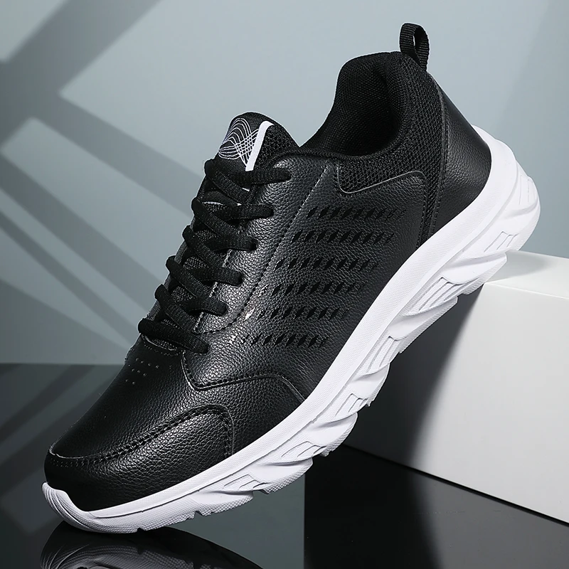 

High Quality Leather Men Walking Sneakers Comfortable Non-Slip Jogging Casual Sport Shoes Lightweight Men Athletic Running Shoes