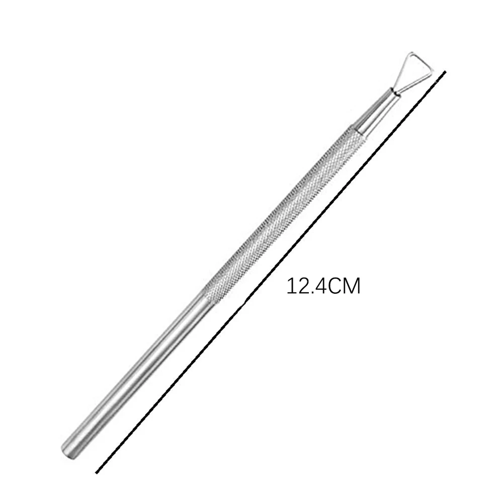 1 pz/2 pezzi strumento per rimuovere lo smalto olografico argentato in acciaio inossidabile, raschietto per unghie in gel, spingipelle per uso domestico e in salone