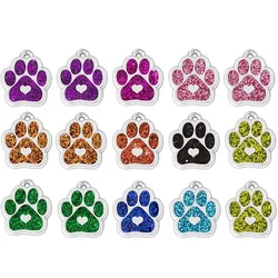 1pc Personalized Dog Tags Engraved Cat Puppy Pet ID Name Collar Tag Pendant Pet Accessories Paw Glitter