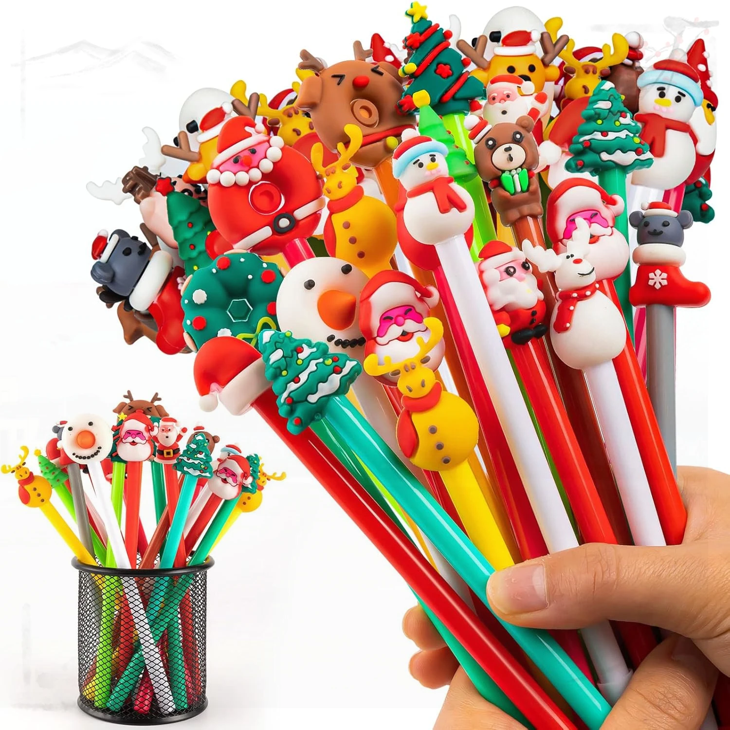 

24 Pcs Christmas Gel Pen Set, Cute Cartoon Rollerball Pens for Kids, Students, Teachers and Office Use