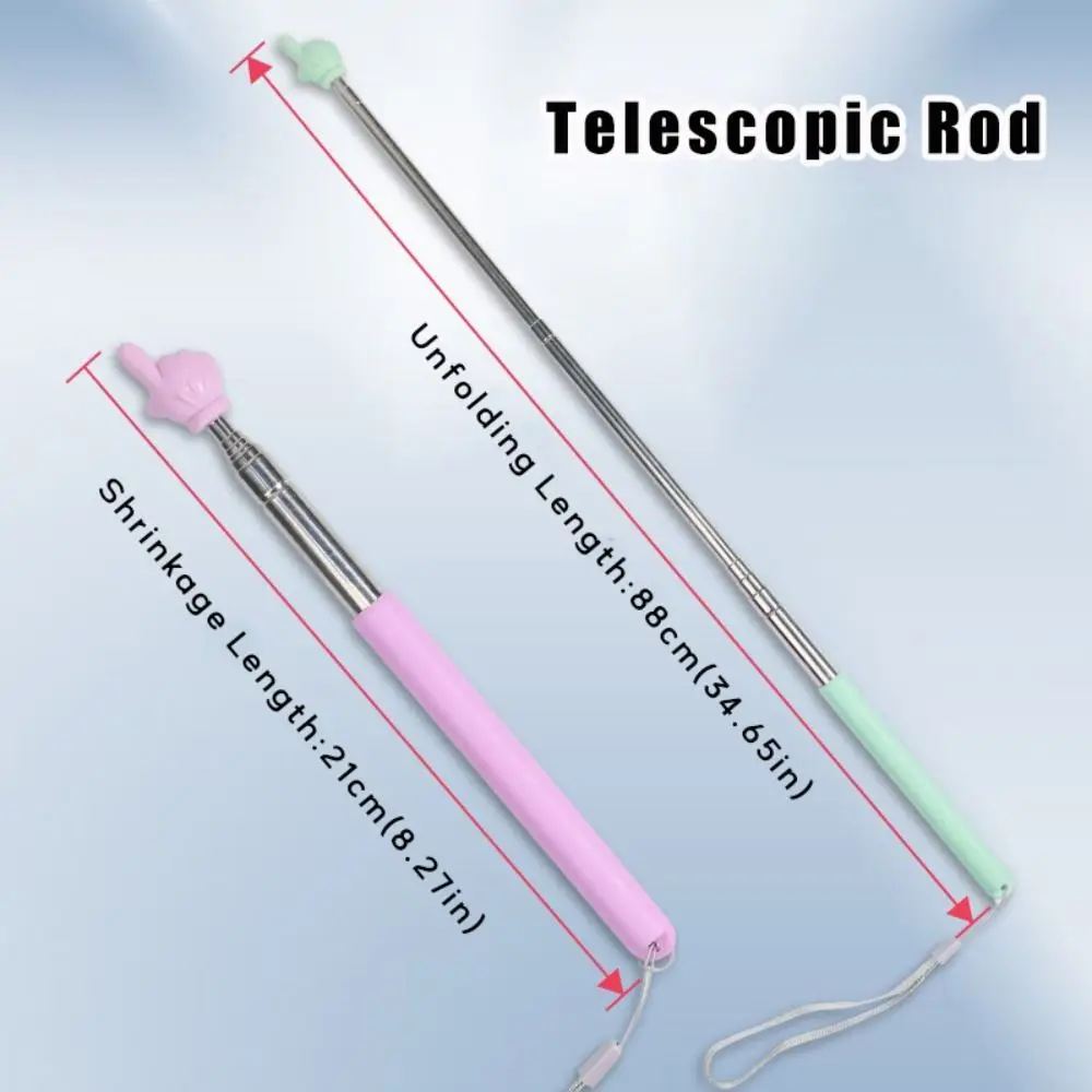 Stainless Steel Teaching Pointer Telescopic Rod with Hanging Rope Finger Reading Sticks Finger Design 88CM