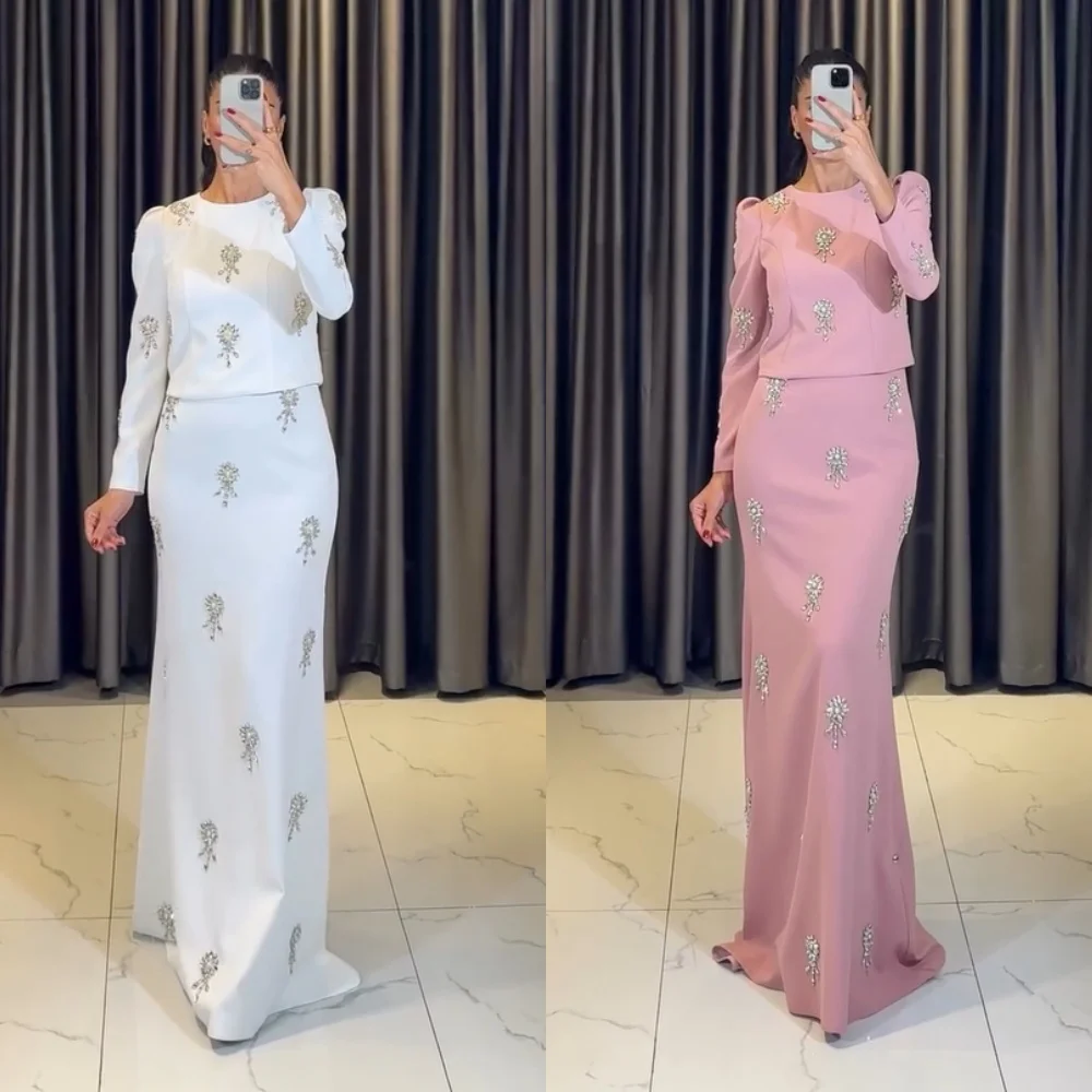 

Customized Formal Jersey Sequined Pattern Mermaid Jewel Long Dresses Bespoke Occasion Quinceanera High Quality