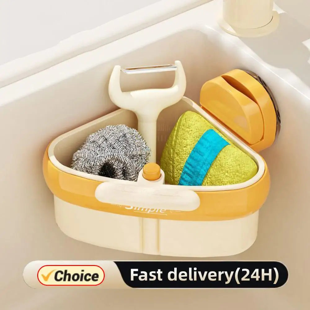 Corner Sink Strainer with Drain Hole Sinks Trash Food Waste Catcher Press Automatic Dumping Sinks