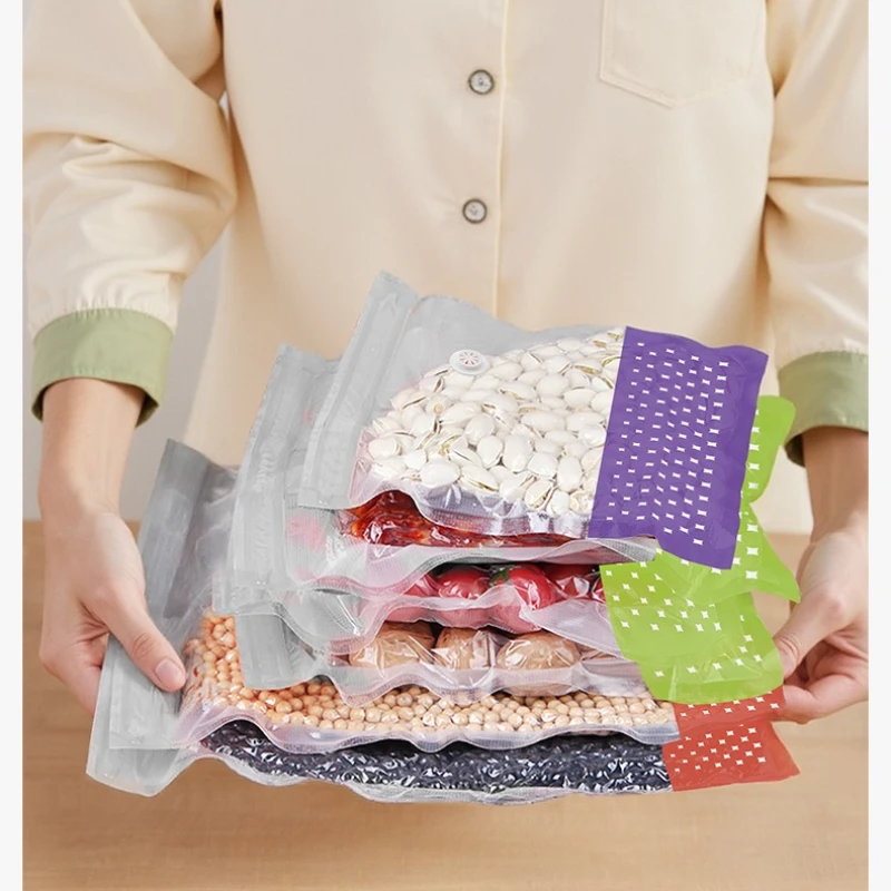 60pcs Reusable Multiuse Vacuum Compression Bags Food Grade Thickened Transparent Fresh Sealing Bags for Home Odor Resistant