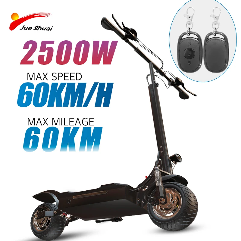 10 inch Off Road Electric Scooter 60km/h Adult E Scooter Foldable Electric Skateboard 60KM Long Range E Scooter with Remote Key