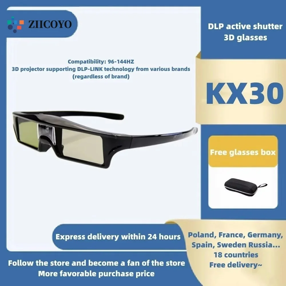 DLP Active Shutter Type 3D Glasses, 3D Projectors Supporting Various Brands of DLP-LINK Technology (Regardless of Brand)