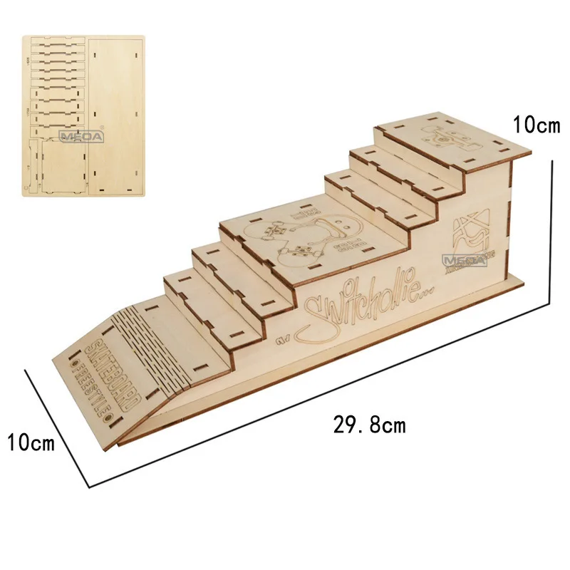 Holz Finger Skateboard Park Treppenrampe Lagerregal Set kommt mit Roller Scooter Professionelles Griffbrett Set Kinderspielzeug