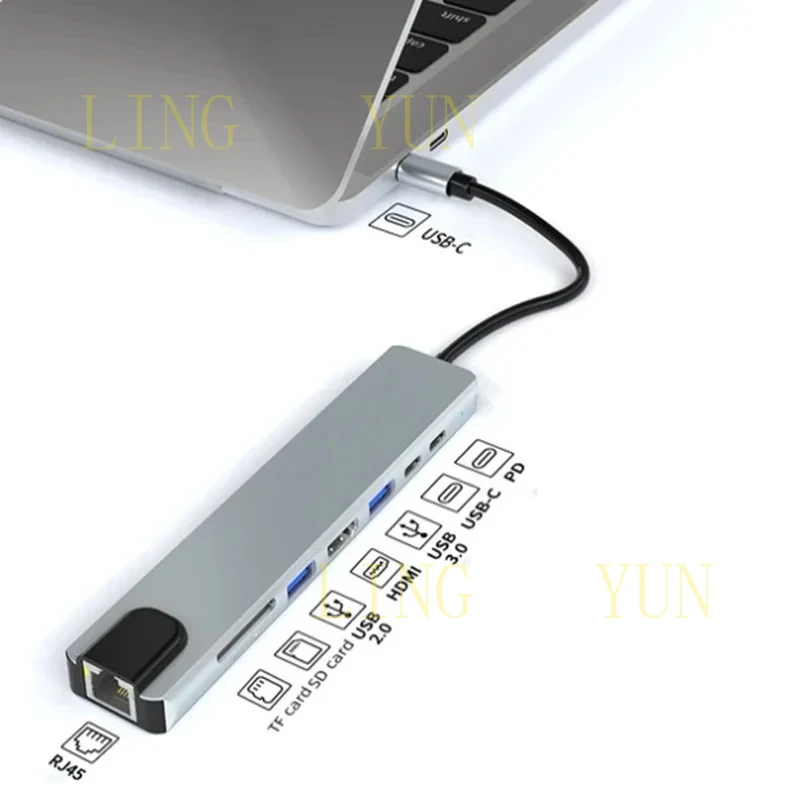 

Многофункциональный адаптер-хаб Z 6 7 8 10 в 1 Type-C на USB 3.0 с поддержкой 4K HDMI