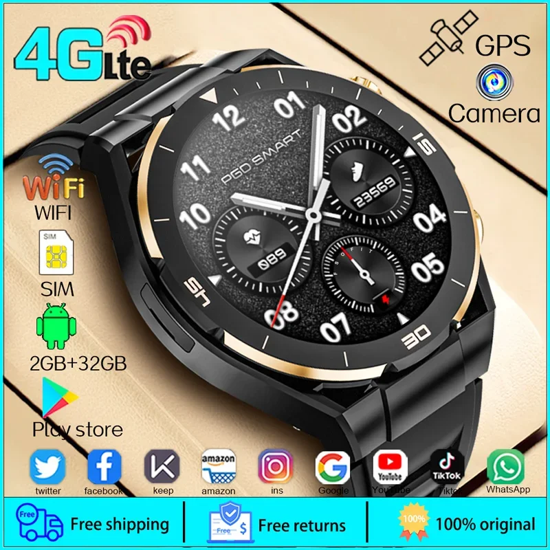 

2024 New Premium Men's 4G LTE Smart Watch - HD Cam & Video Calls, GPS. 4G + WIFI for Rapid Internet. Smartwatch 2024.