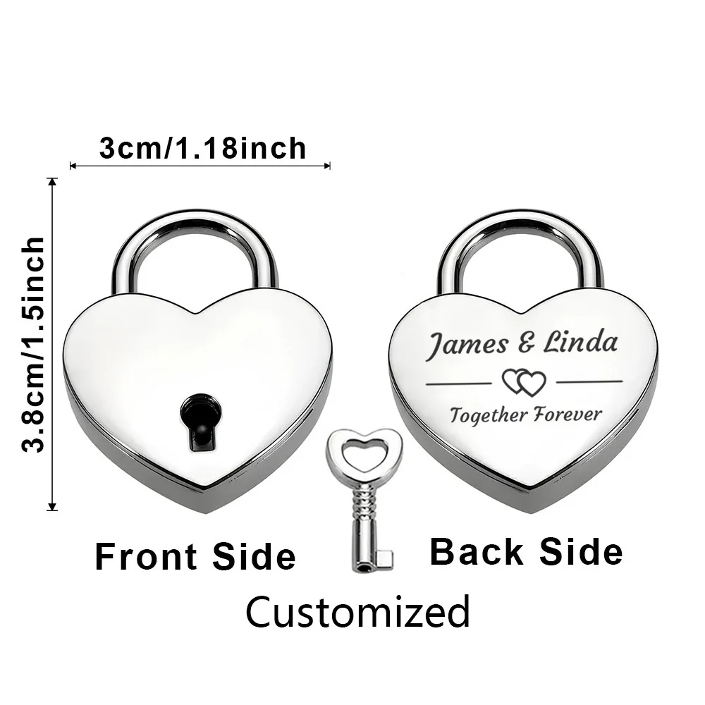 1PC Old Antique Style Customizable Name  Love Padlock Couple Wishing Lock  Wedding Keyed Padlocks  Valentine's Day Gift
