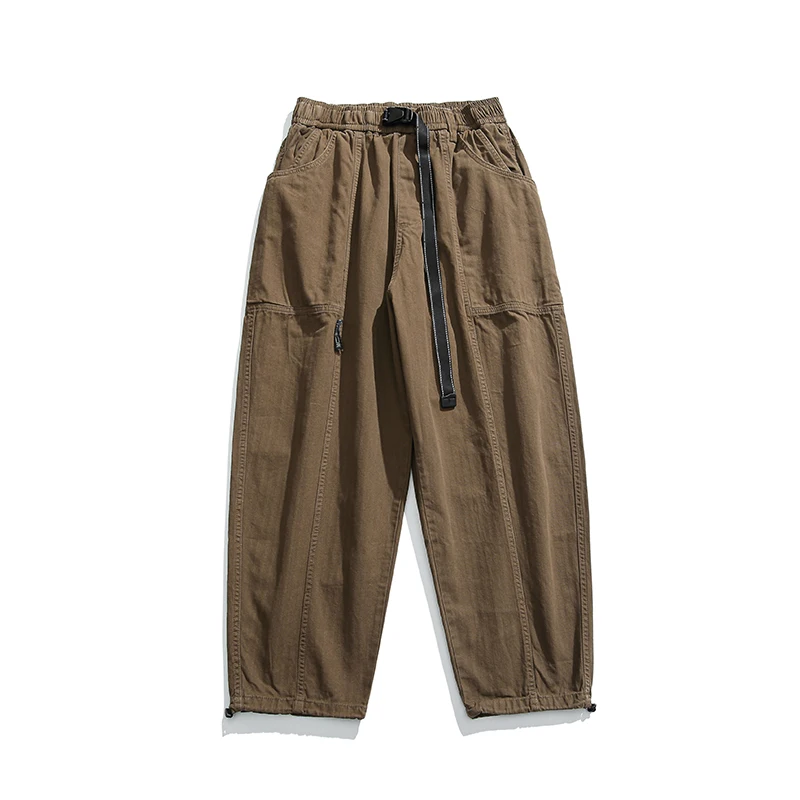 

Retro American Workwear Pants Men's Loose Straight Leg Casual Trousers Autumn Trendy Brand Japanese Sle Loose Cuffed Wide Leg