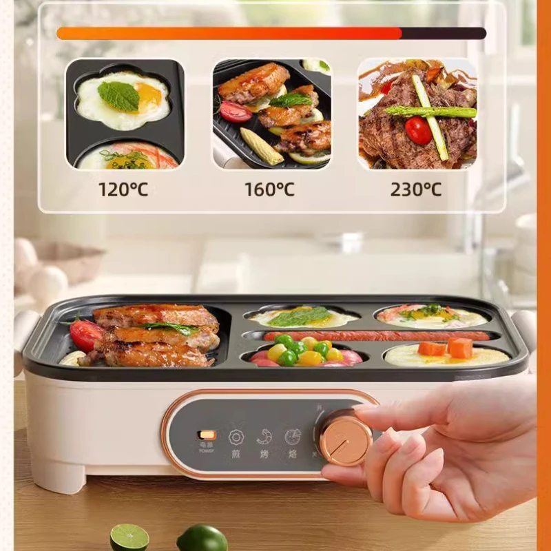 آلة همبرغر البيض المقلي غير لاصقة مسطحة القاع مقلاة منزلية متعددة الوظائف وعاء ساخن كهربائي البيض المقلي
