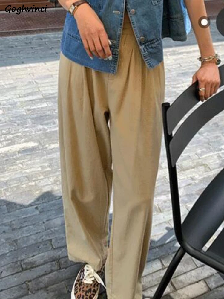 

Брюки женские в стиле сафари в корейском стиле, свободные, повседневные, однотонные, простые, с высокой талией, универсальные, женские, весенние, модные, уличные, популярные, шикарные, новые