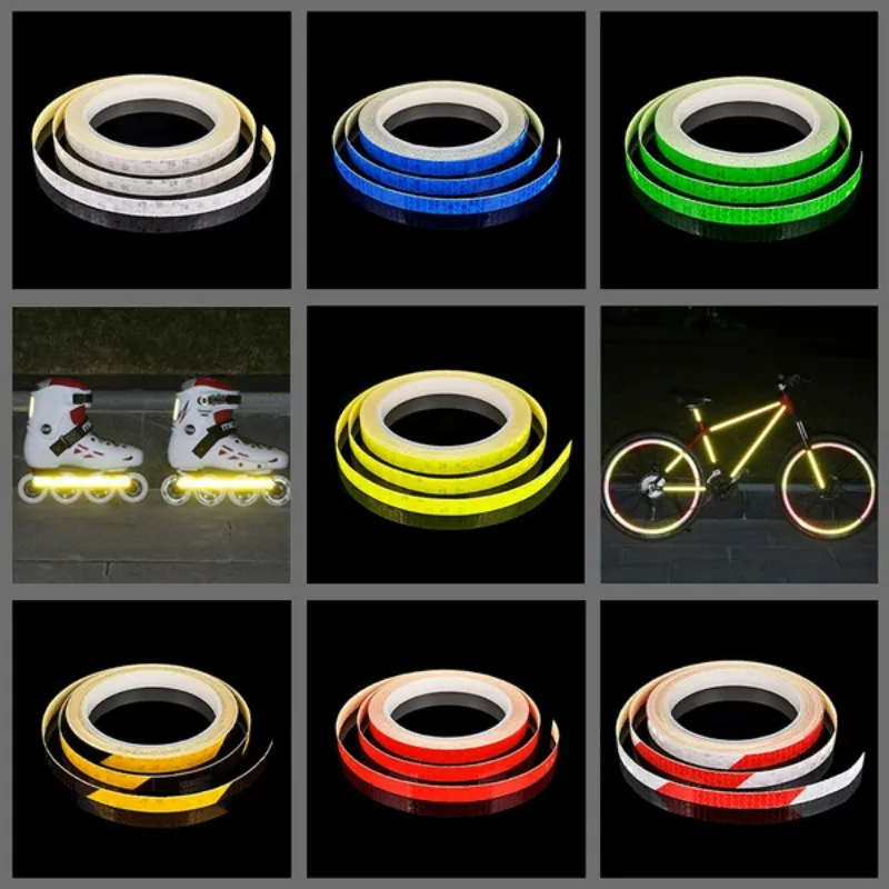 8m Reflective Sticker Motorcycle Rim Tape Reflective Wheel Sticker Decals for Night Car Helmet Waterproof Safety Warning Sticker