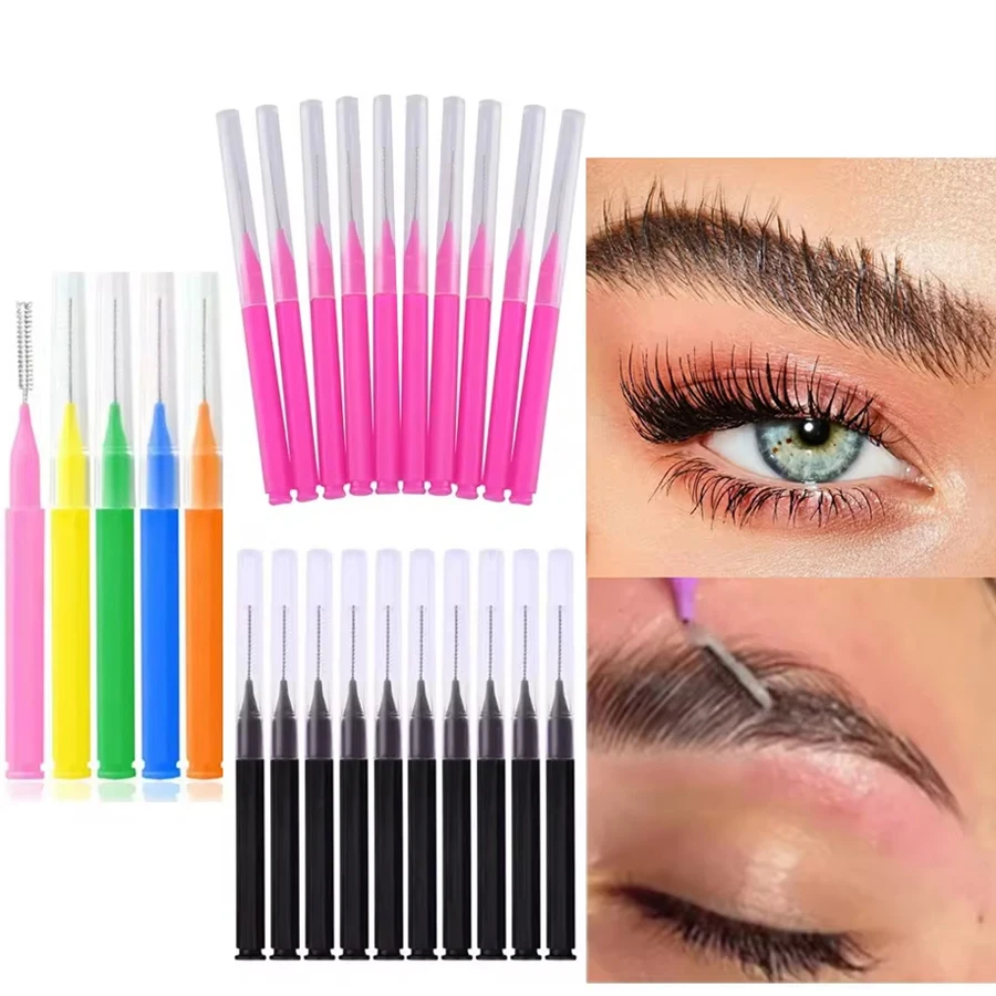 10/20Pcs Mini Eyebrow Brush Brow Perm Brush Disposable Brow Lifting Brushes Bendable Micro Eyelash Brush Applicator Makeup Tools