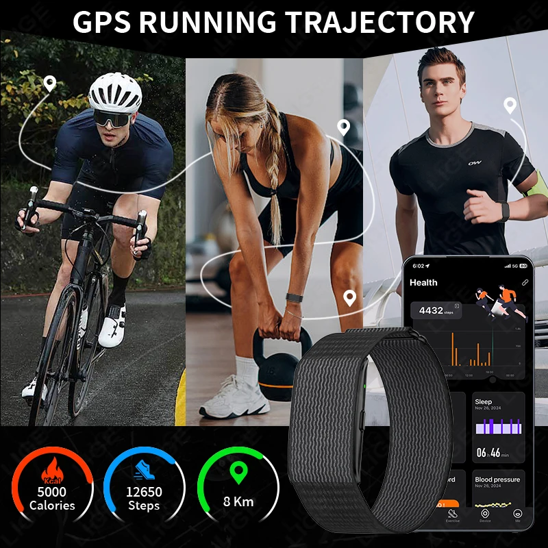 New GPS Trajectory AI Health Bracelet Heart Rate Blood Pressure HRV Monitor Call Reminder Smart Watch Sport Band Fitness Tracker