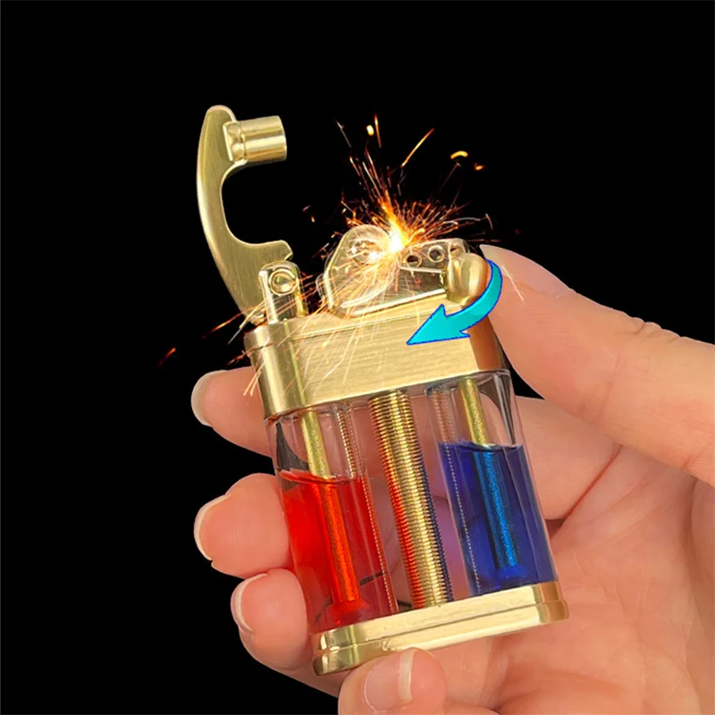 

ZORRO Creative Roker Arm Kerosene Lighter Transparent Fuel Tank Portable Retro Grinding Wheel Cigarette Lighter Men's Gift