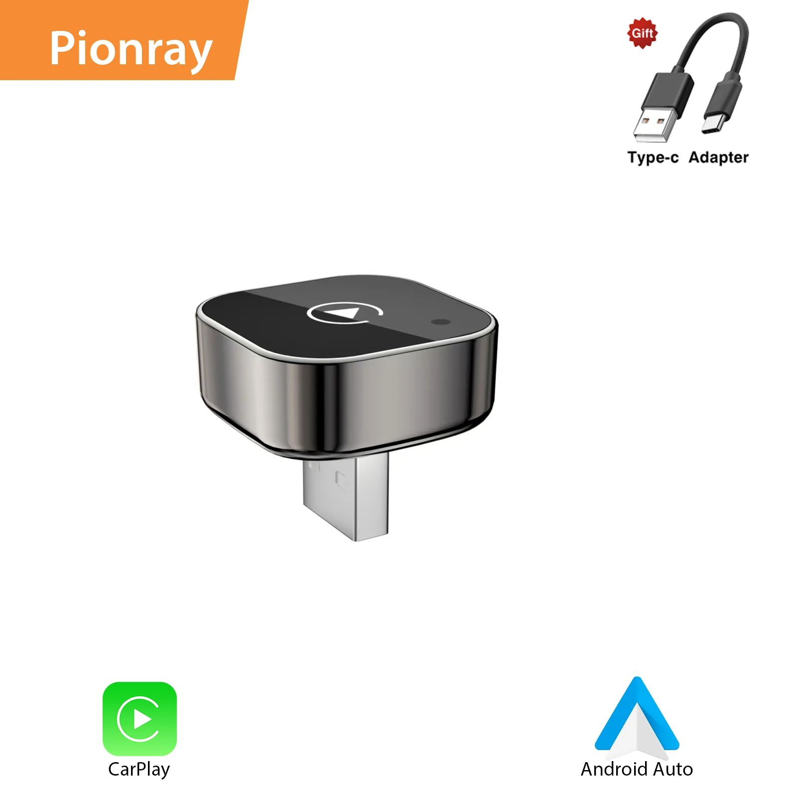 New Pionray 2 in 1 Plug & Play Wireless CarPlay Adapter &Android Auto Wireless Adapter 5Ghz Wi-Fi Type-C/USB  CarPlay Wireless