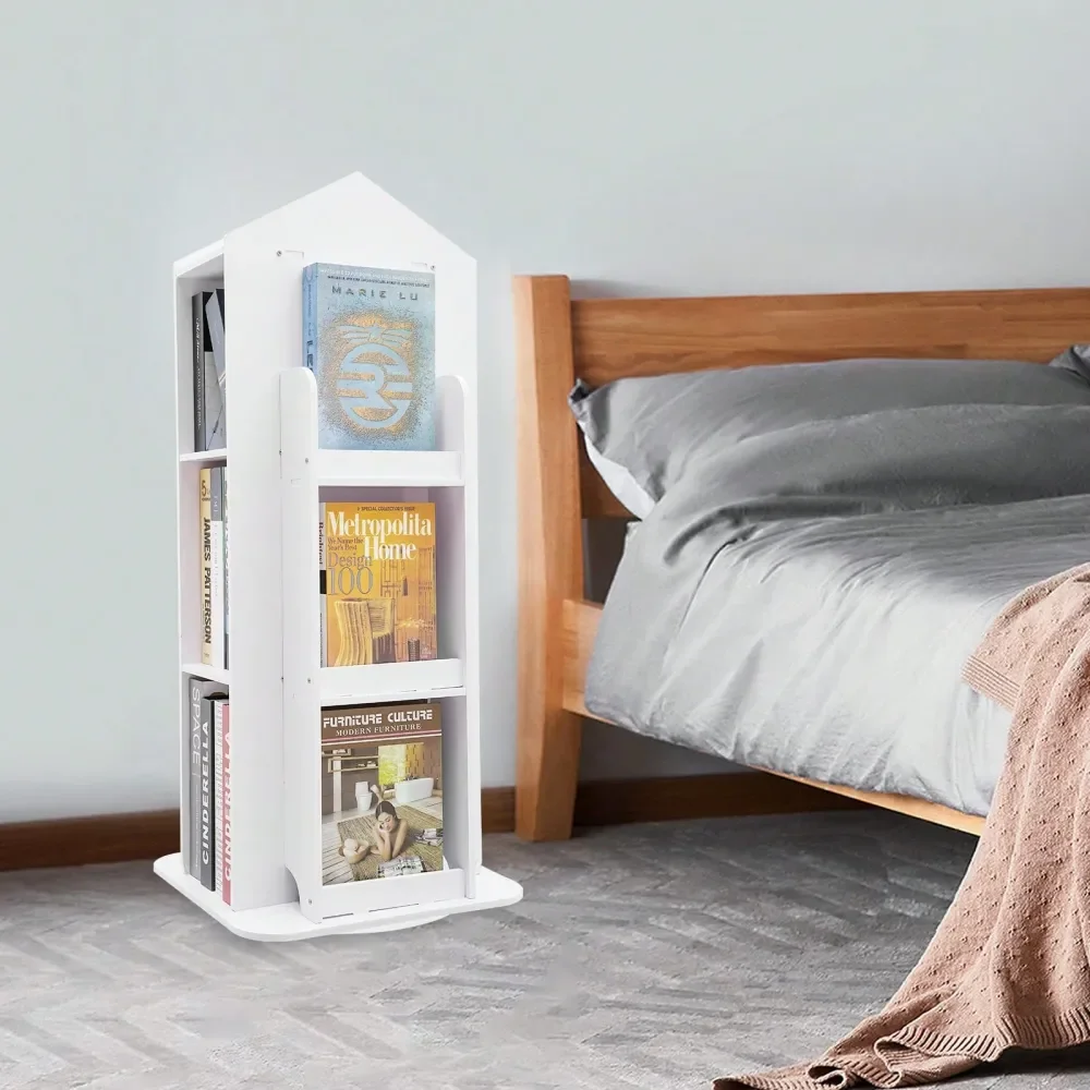 

Rotating Bookshelf, 360 Display Floor Standing Bookcase, Spinning Shelf Storage Rack, Freestanding Storage Organizer, Holder Bo