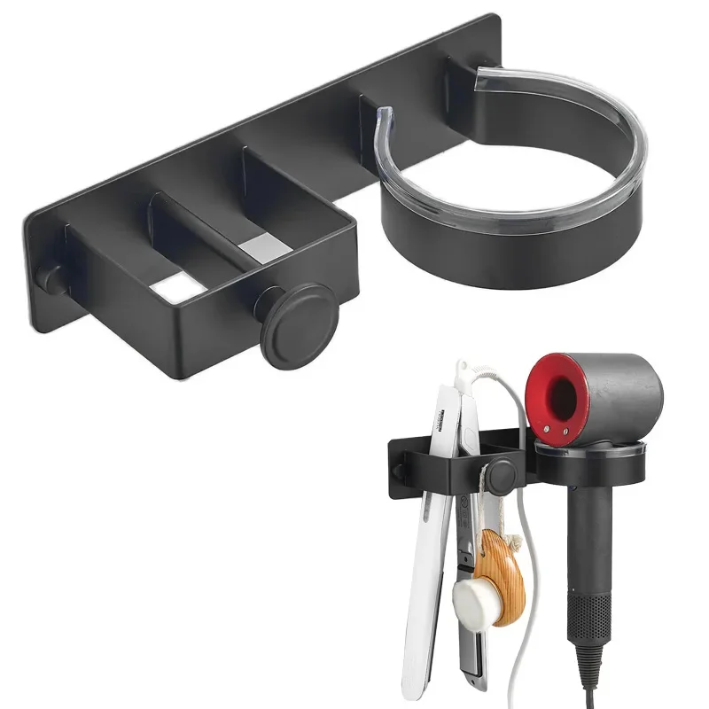 Bathroom Hair Straightener Storage Holder Hair Dryer Holder Wall Mounted Hair Tool Organizer Adhesive Toilet Blower Holder
