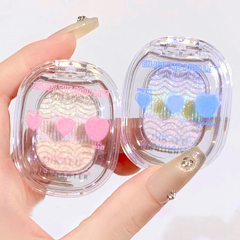 NEW DIKALU Mashed Potatoes Texture Glitter Eyeshadow Purple Gold Pink Pearlescent Glitter Body Highlighter 3 IN 1 Makeup Palette