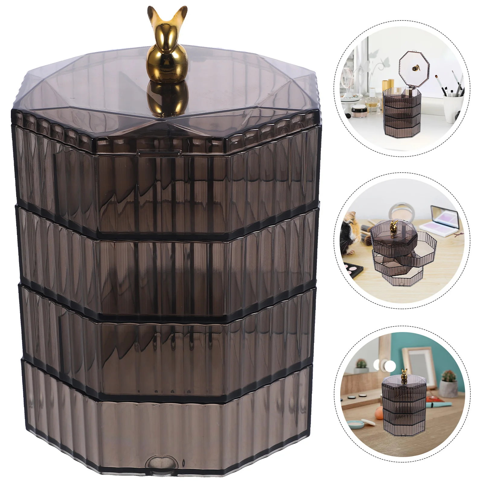 

4-Tier Jewelry Storage Box Compact Lightweight Organizer For Earrings Rings Trinkets Desktop Dresser Home Supply