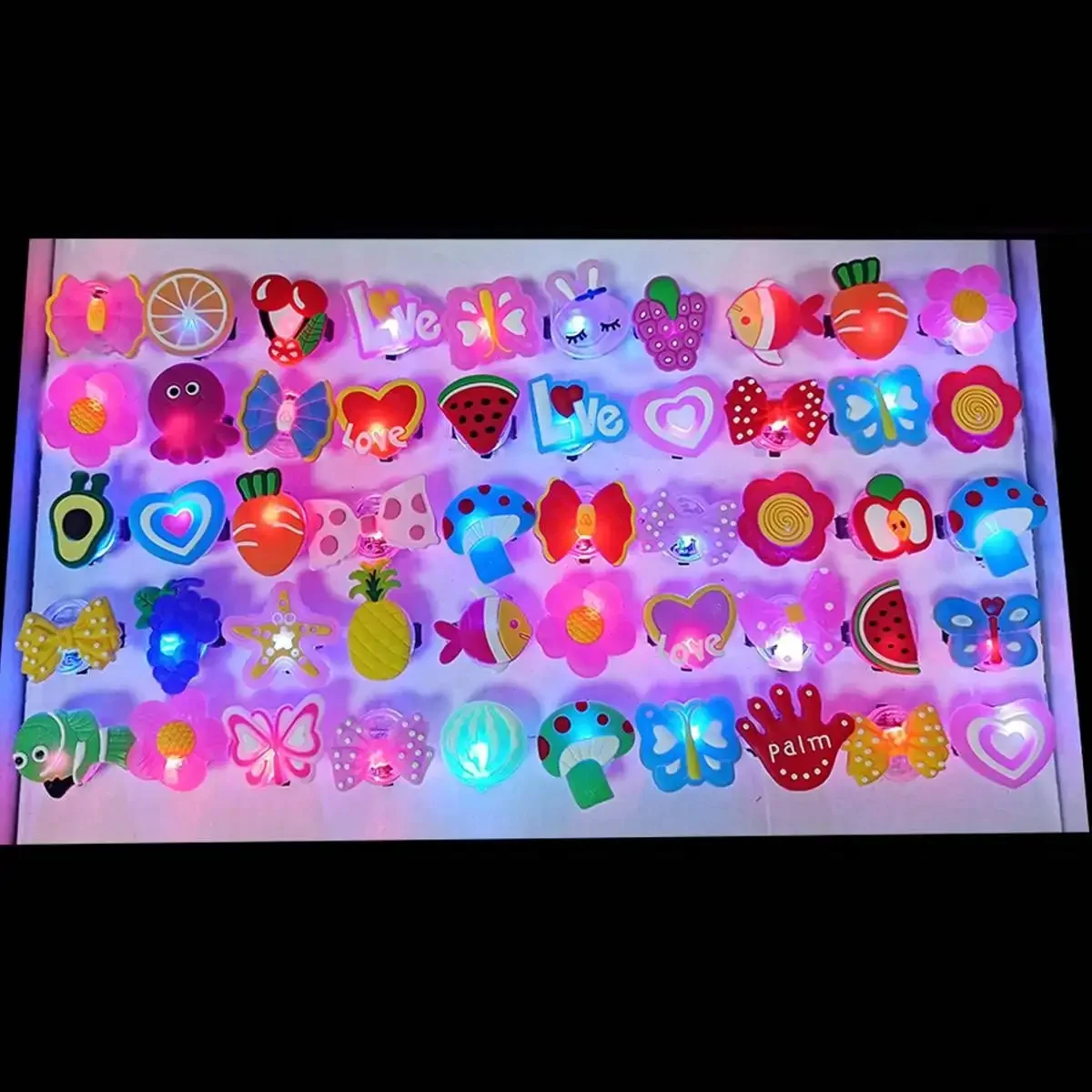 20/50 Stück Cartoon LED Leuchtende Fingerringe Tier- und Blumenmotiv Leuchtende Fingerringe Spielzeug Leuchtende Ringe Leuchten im Dunkeln Partyzubehör – Detail 7