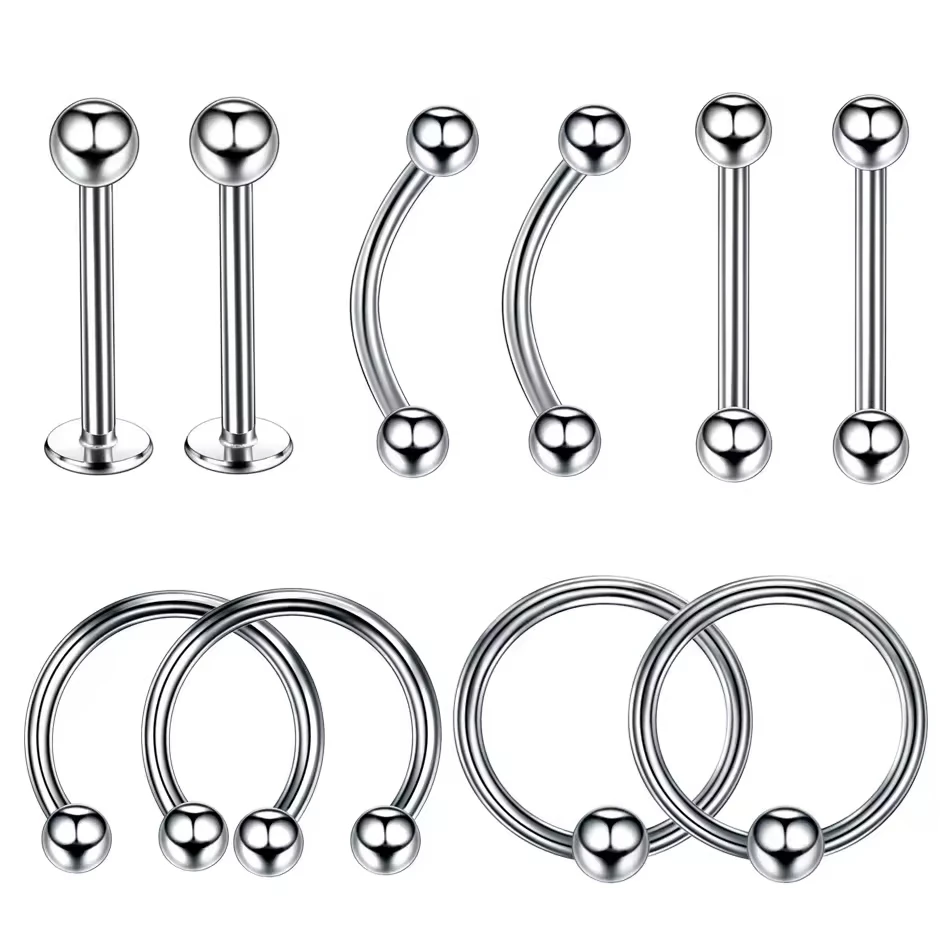 5/10/40/60 stücke Körper Piercing Schmuck Edelstahl Nase Ohr Bauch Lip Zunge Ring Captive Bead augenbraue Bar Piercing Lot Schmuck
