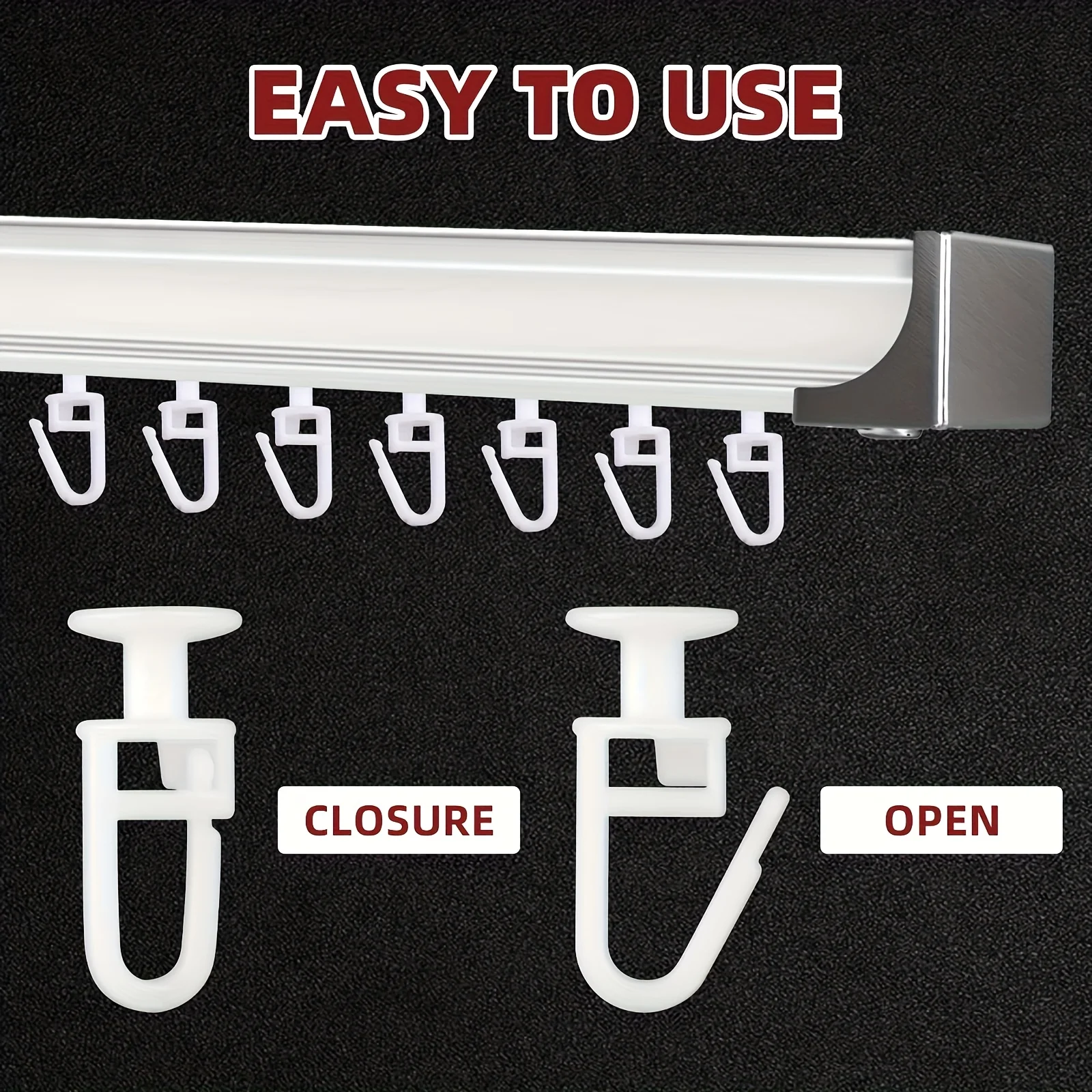 120pc Curtain Track Hooks Portable Curtain Rail Ceiling Gliders Sets Bathroom Bedroom Plastic Lockable Folding Hanging Hook