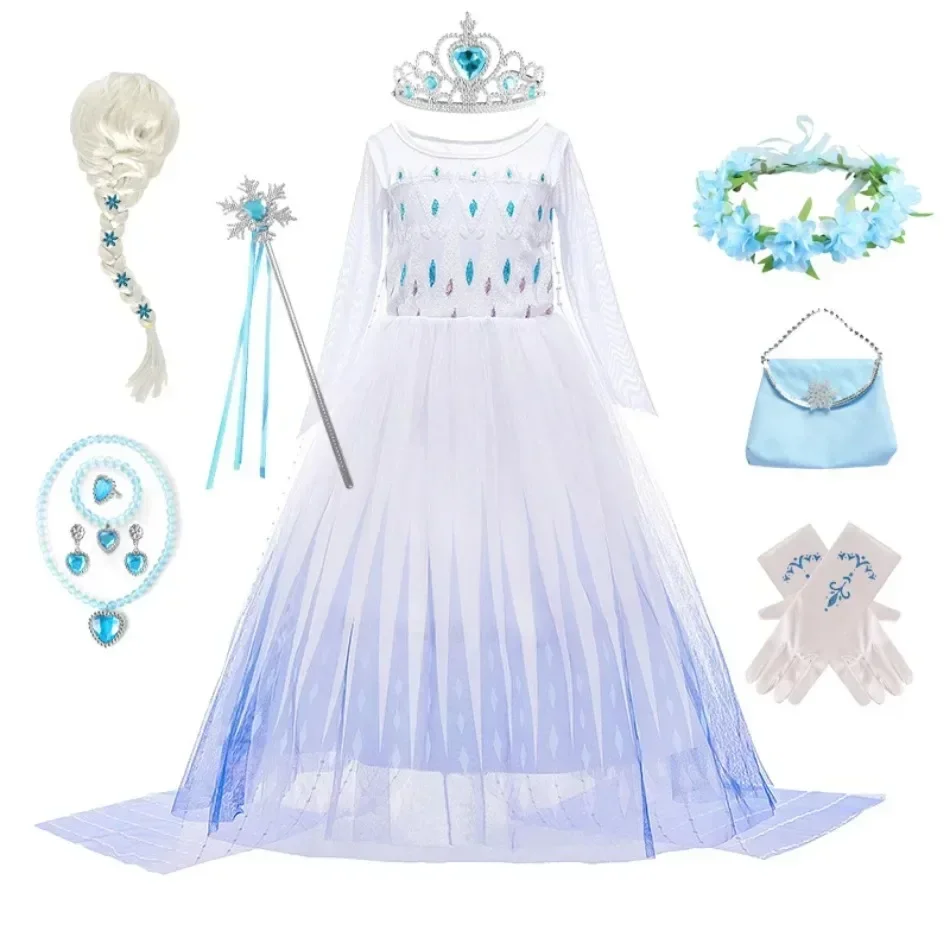 Baby Girl Dresses for Girls Elsa Princess Dress Snow Queen Elsa Costume Bling Synthetic Crystal Bodice Party Dress Kids Clothing