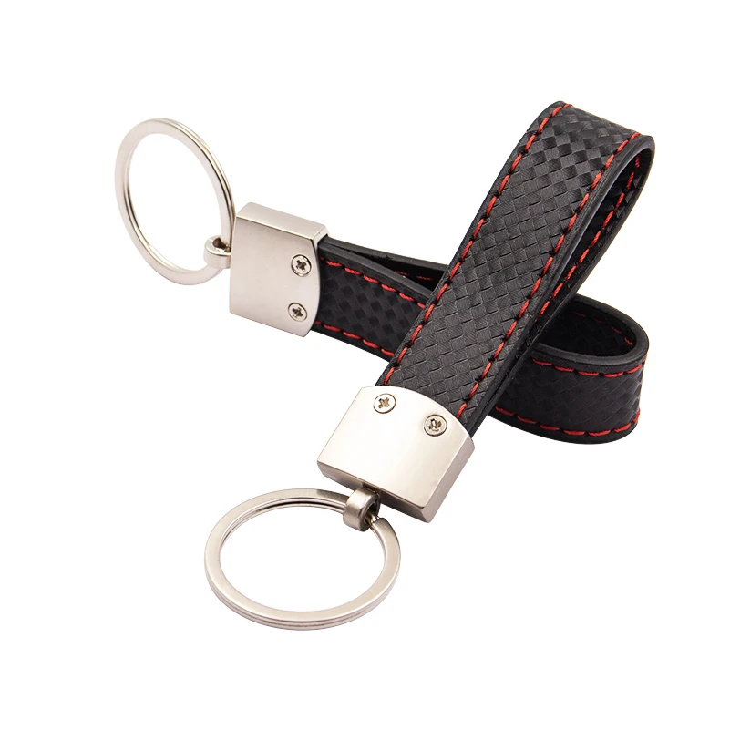 1pc Black red Leather Car Keychain Keyring Key Chain Key Ring Holder For Audi Sline RS VW R M sport AMG Rline GTI