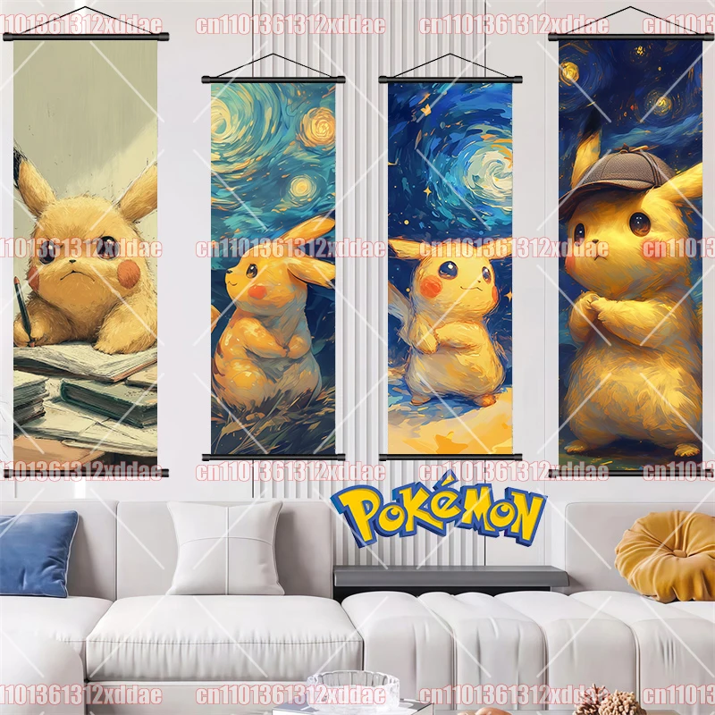 Póster Decorativo de Pared con Diseño Vibrante de Pikachu Pokémon, Impresión Central, Diseño Encantador y Adorable, Ideal para Decoración de Habitaciones de Fans, Ambiente Cálido