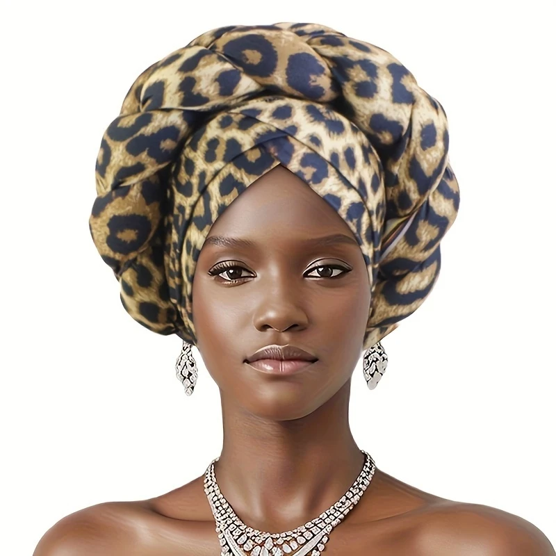 

African Printed 3D Sponge Twisted Braid Head Wrap Hat Ethnic Woman Printing Turban Hats Hair Care sleeping caps